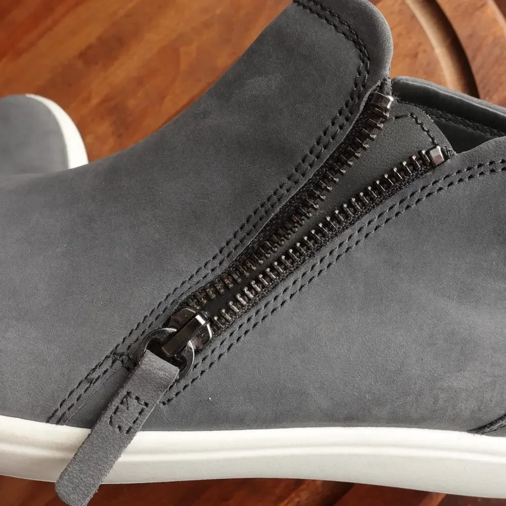 Ecco Shoes Womens Size EU 42 US‎ 11-11.5 Gray Soft 7 Leather Bootie Comfort Zip
